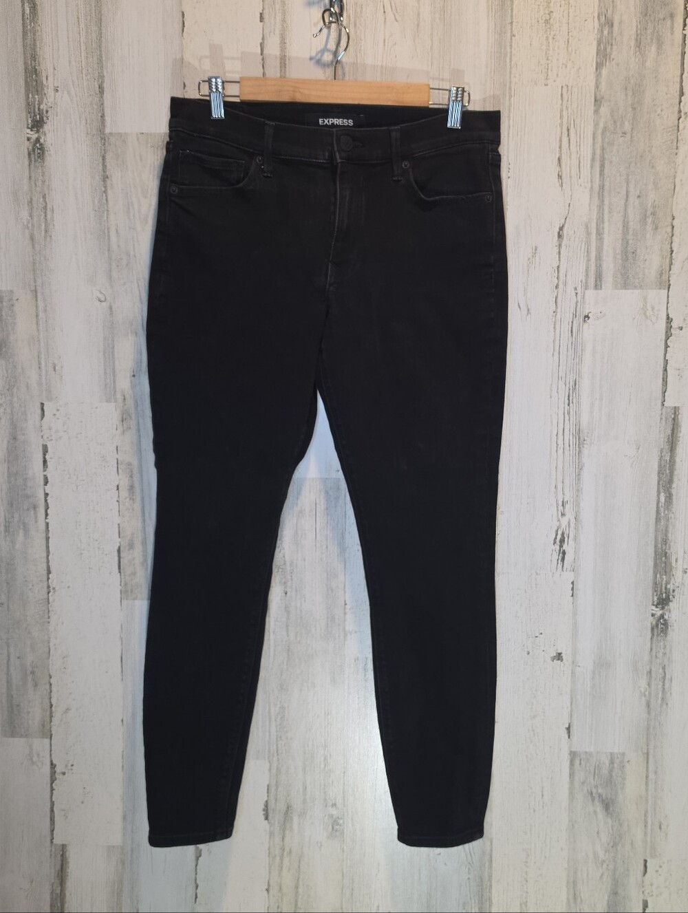 Express Women’s 10R Black Fleece Lined Ankle Legging Jeans Mid Rise Stretch Warm
